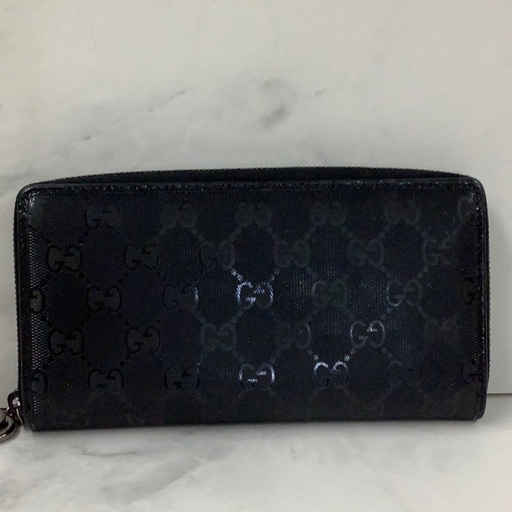 GUC Gucci Black Wallet with Logo Pattern - Picture 2 of 9